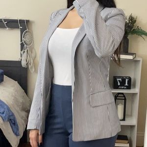 H&M Blue & Whited Striped Blazer Size 0